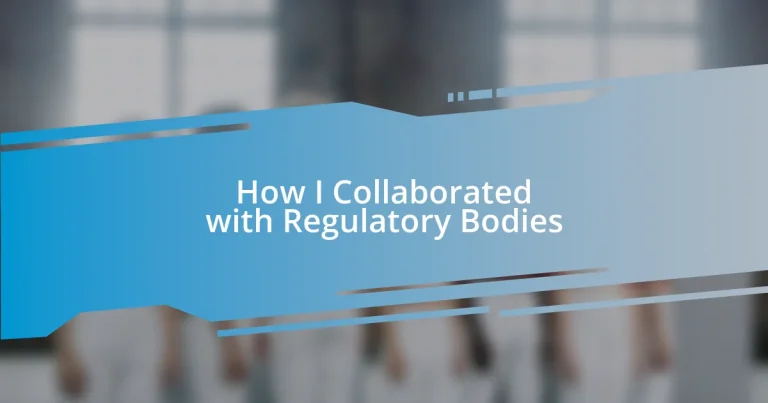 How I Collaborated with Regulatory Bodies