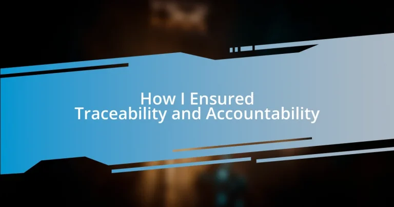 How I Ensured Traceability and Accountability