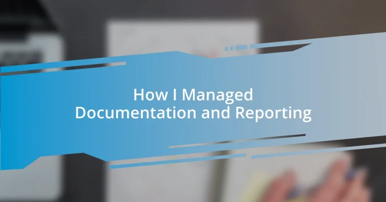 How I Managed Documentation and Reporting