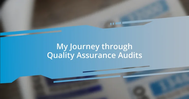 My Journey through Quality Assurance Audits