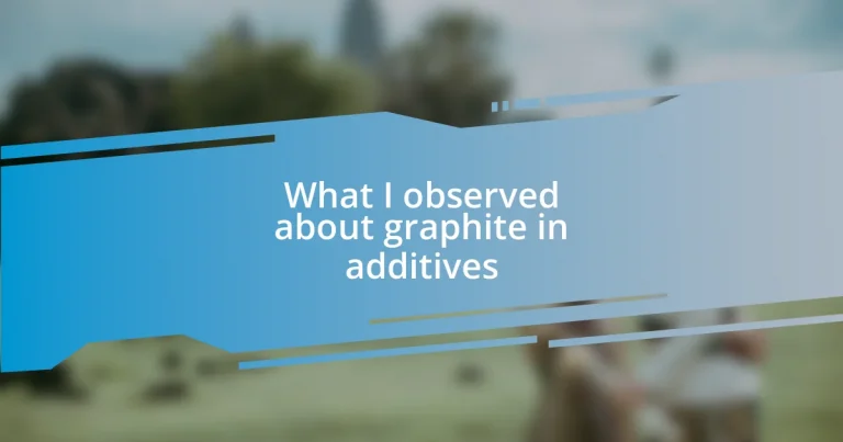 What I observed about graphite in additives